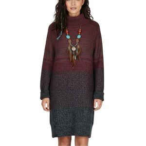 Roots Burgundy Gray Ombre Knit Sweater Dress Medium